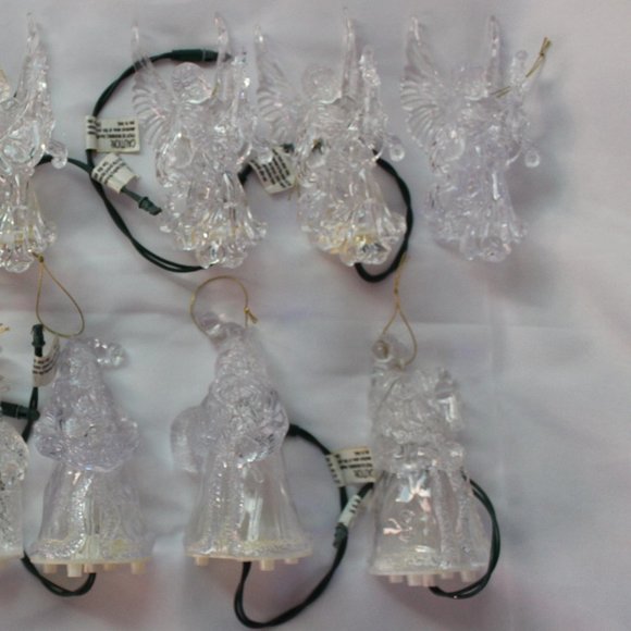12 Vintage Acrylic One Light Ornaments Pig Tail Light up Tree Ornaments - Picture 2 of 11
